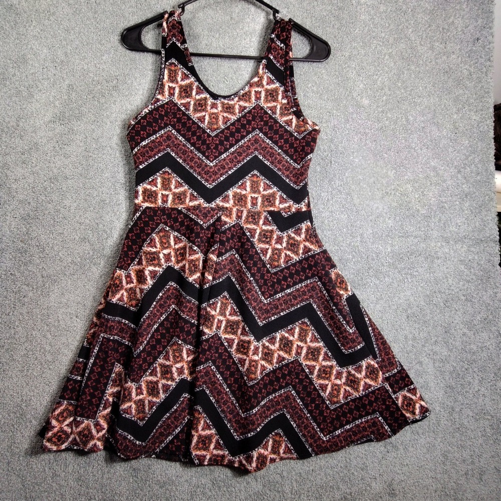 Urban Rose Women's Fit & Flare Dress XS A-Line Geometric Summer Sleeveless Brown